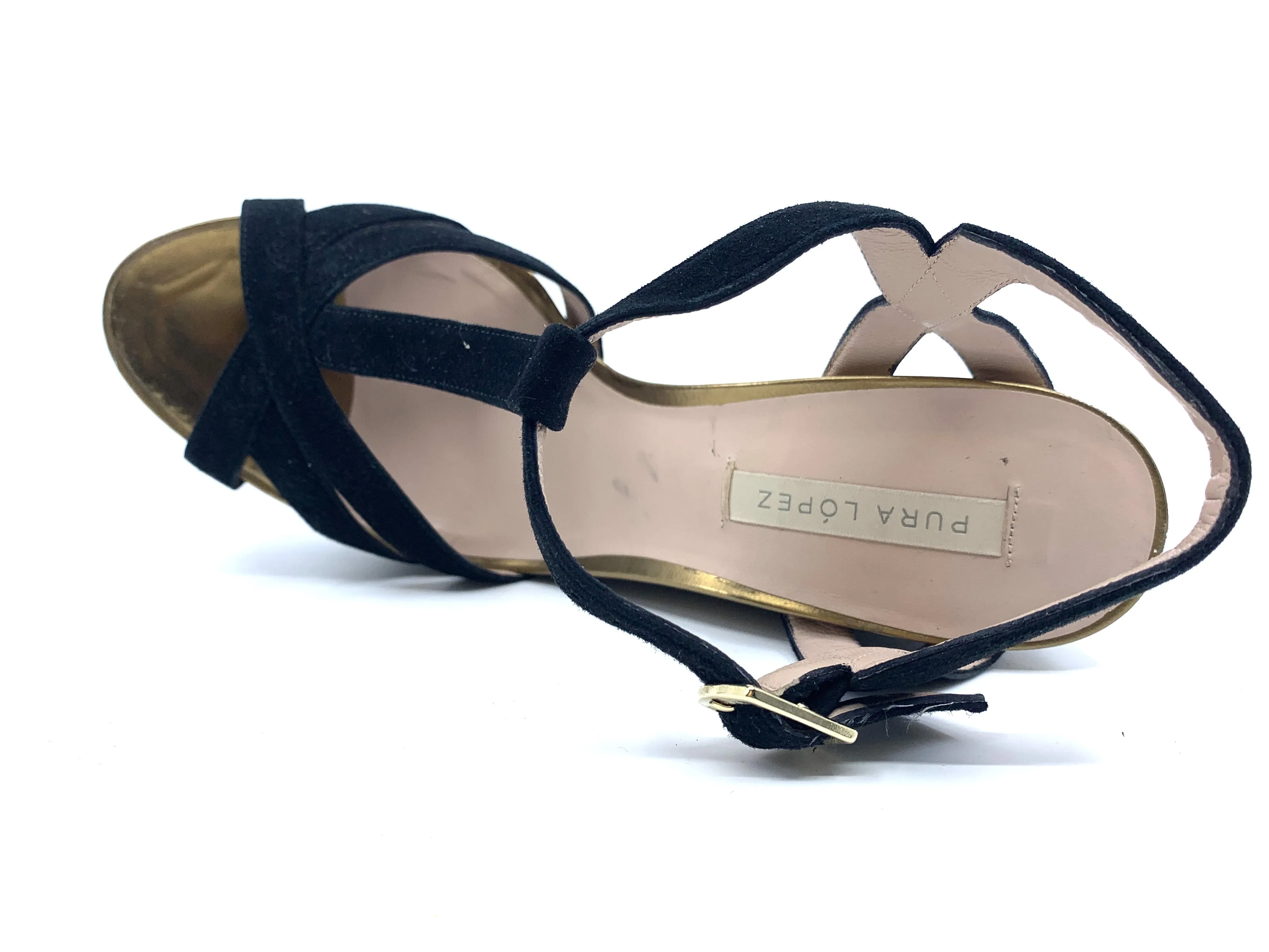 AB900 Black Suede and Raffia Leopard Pura Lopez Wedge Sandals
