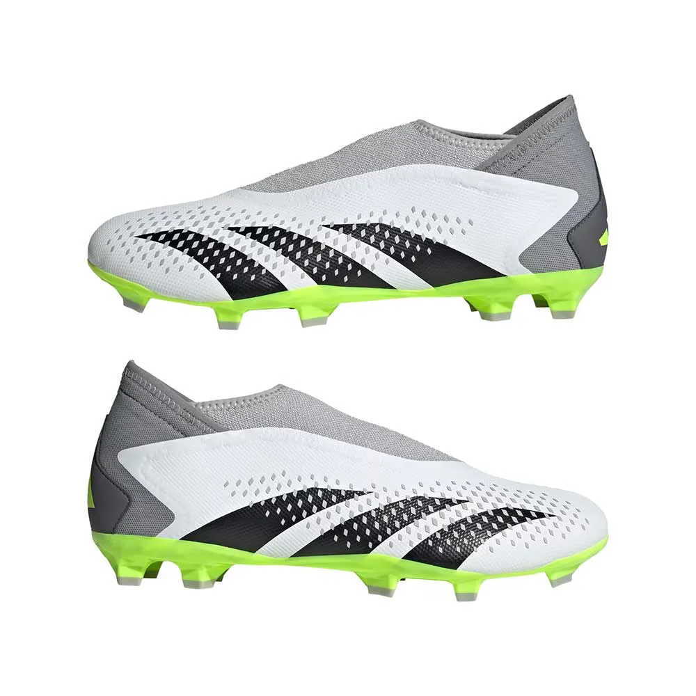 All Gender Predator Accuracy .3 Laceless FG Soccer Shoe - Cloud White/ Core Black / Lucid Lemon- Regular (D)