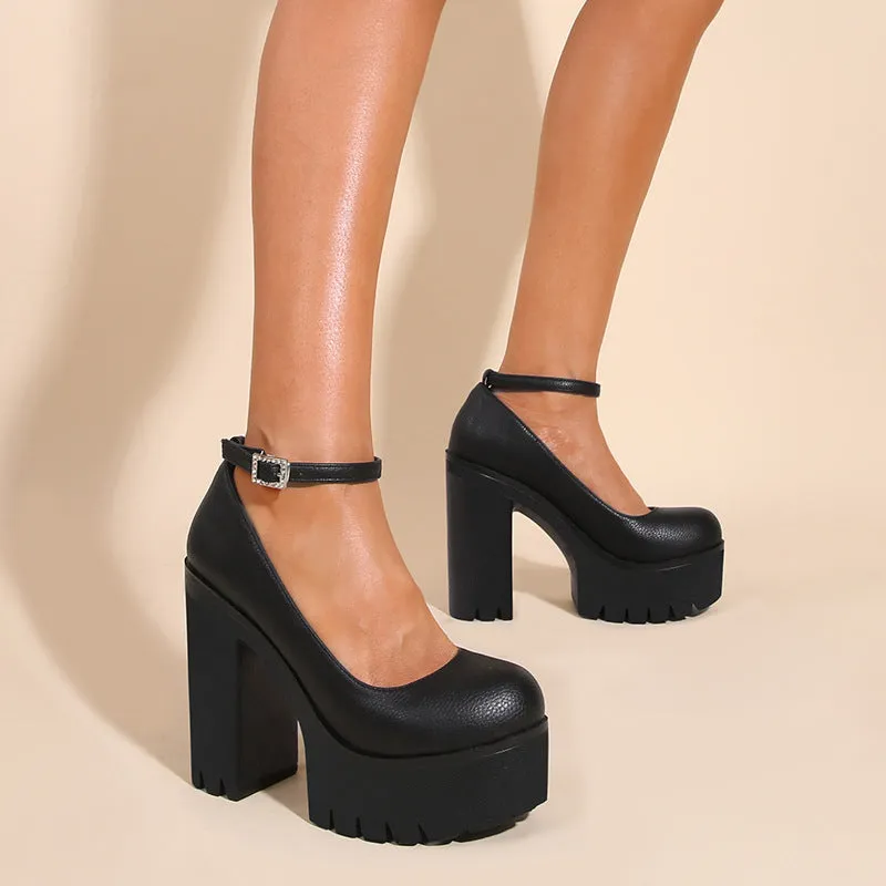 Ankle Strap Platform Heeled Sandals