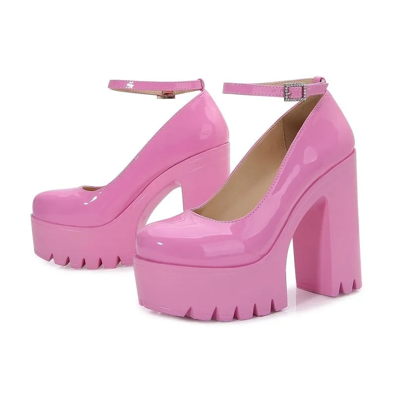 Ankle Strap Platform Heeled Sandals