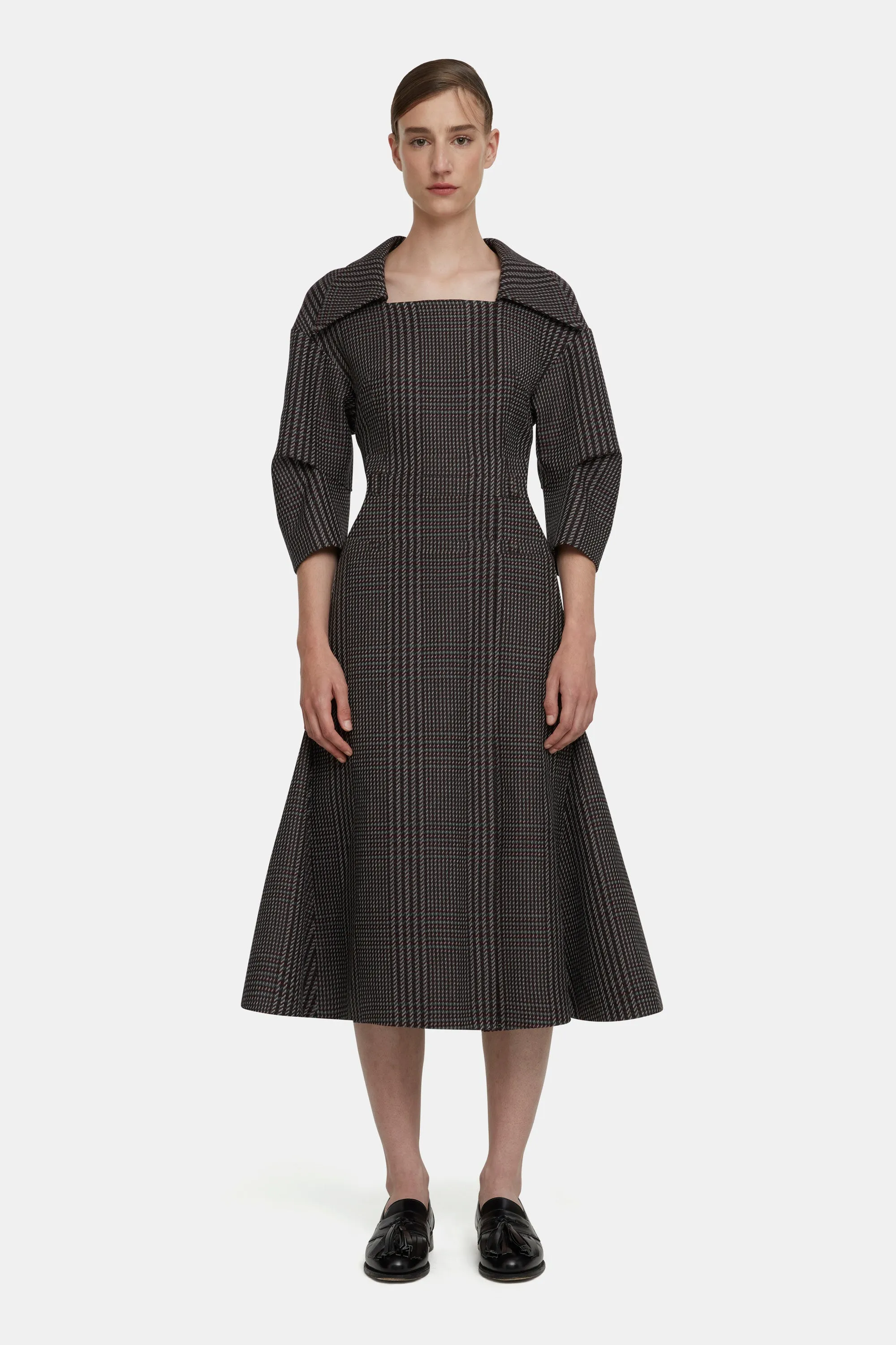 Arete Dress in Prince of Wales Check Merino Wool