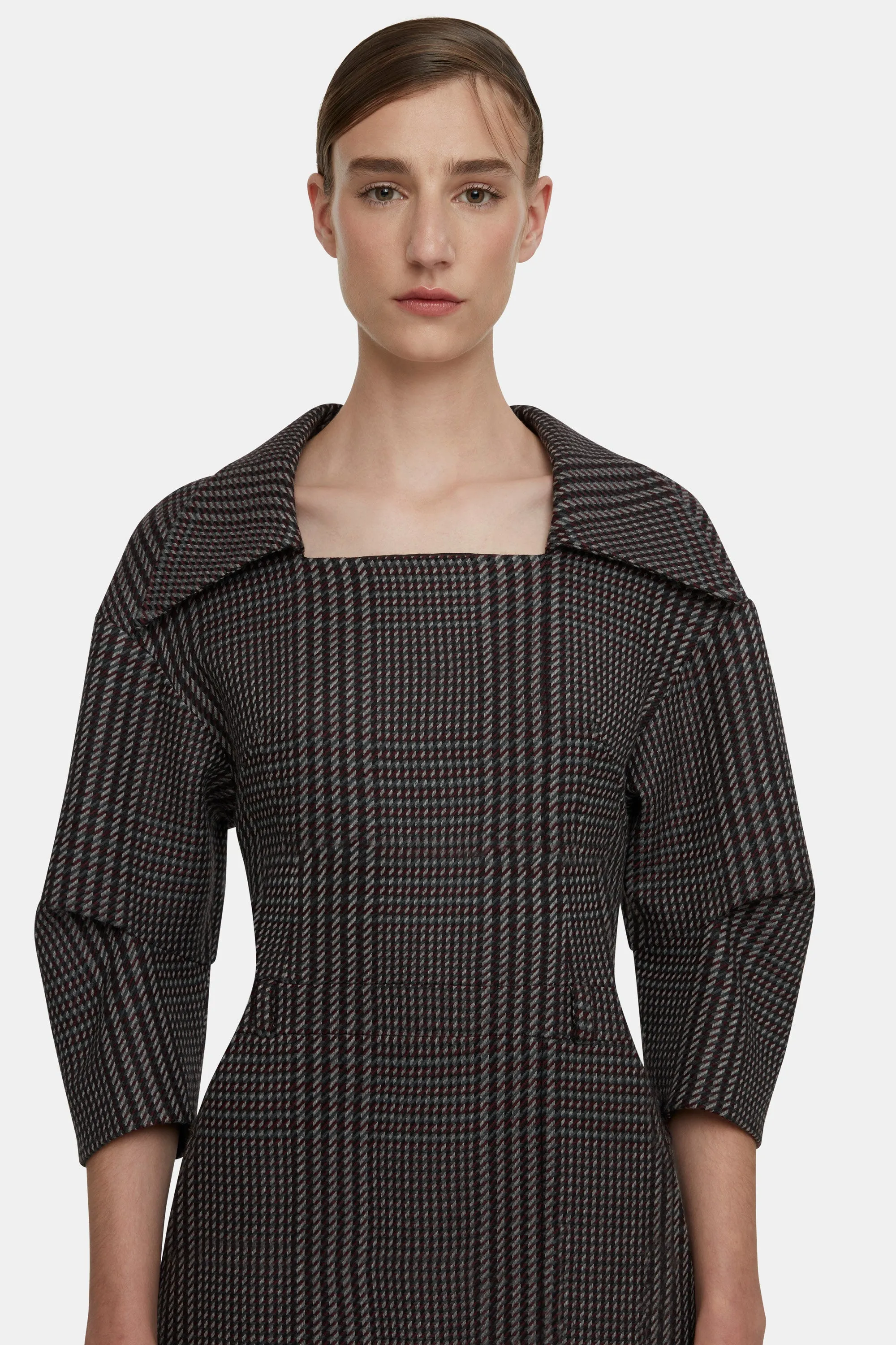 Arete Dress in Prince of Wales Check Merino Wool
