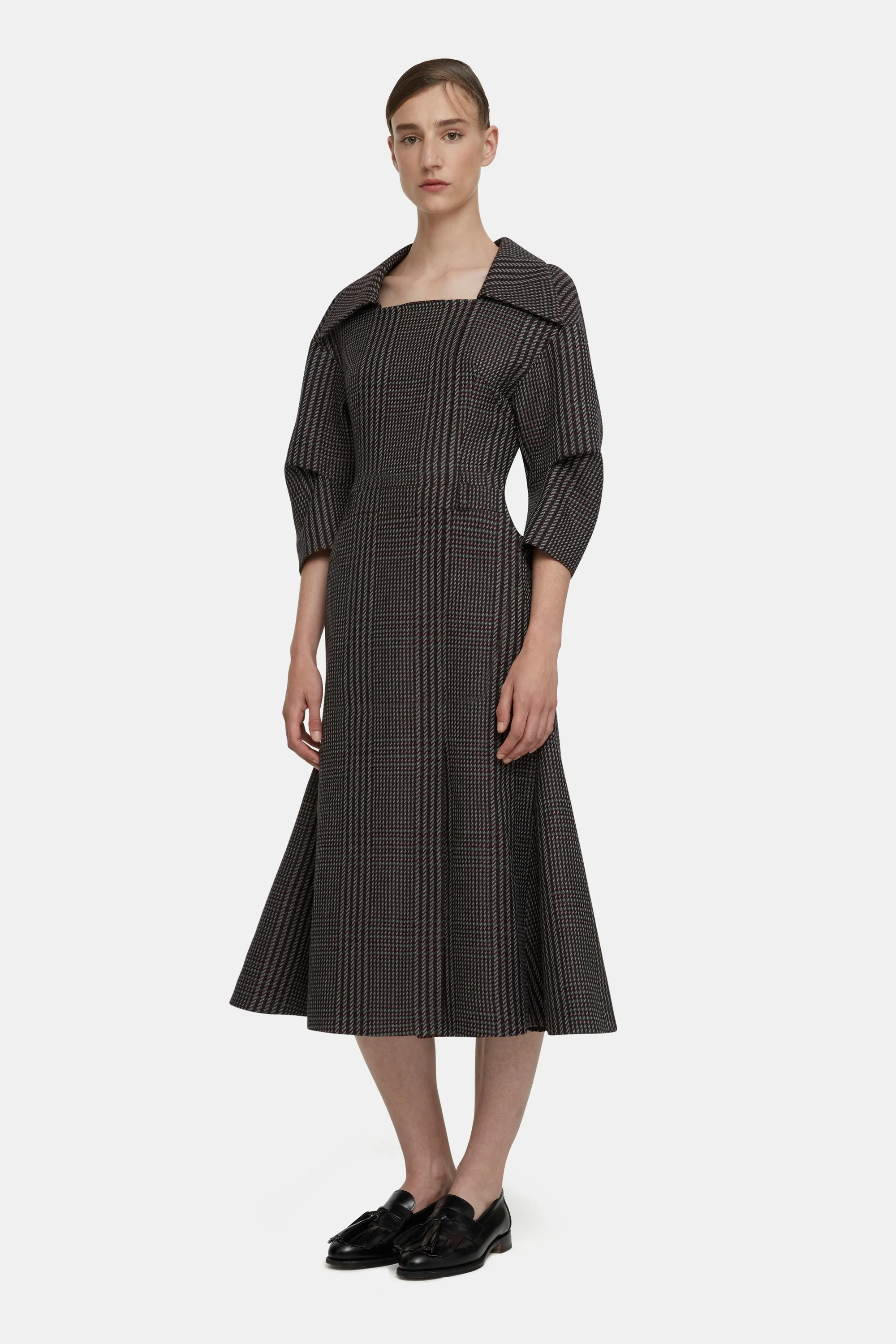 Arete Dress in Prince of Wales Check Merino Wool