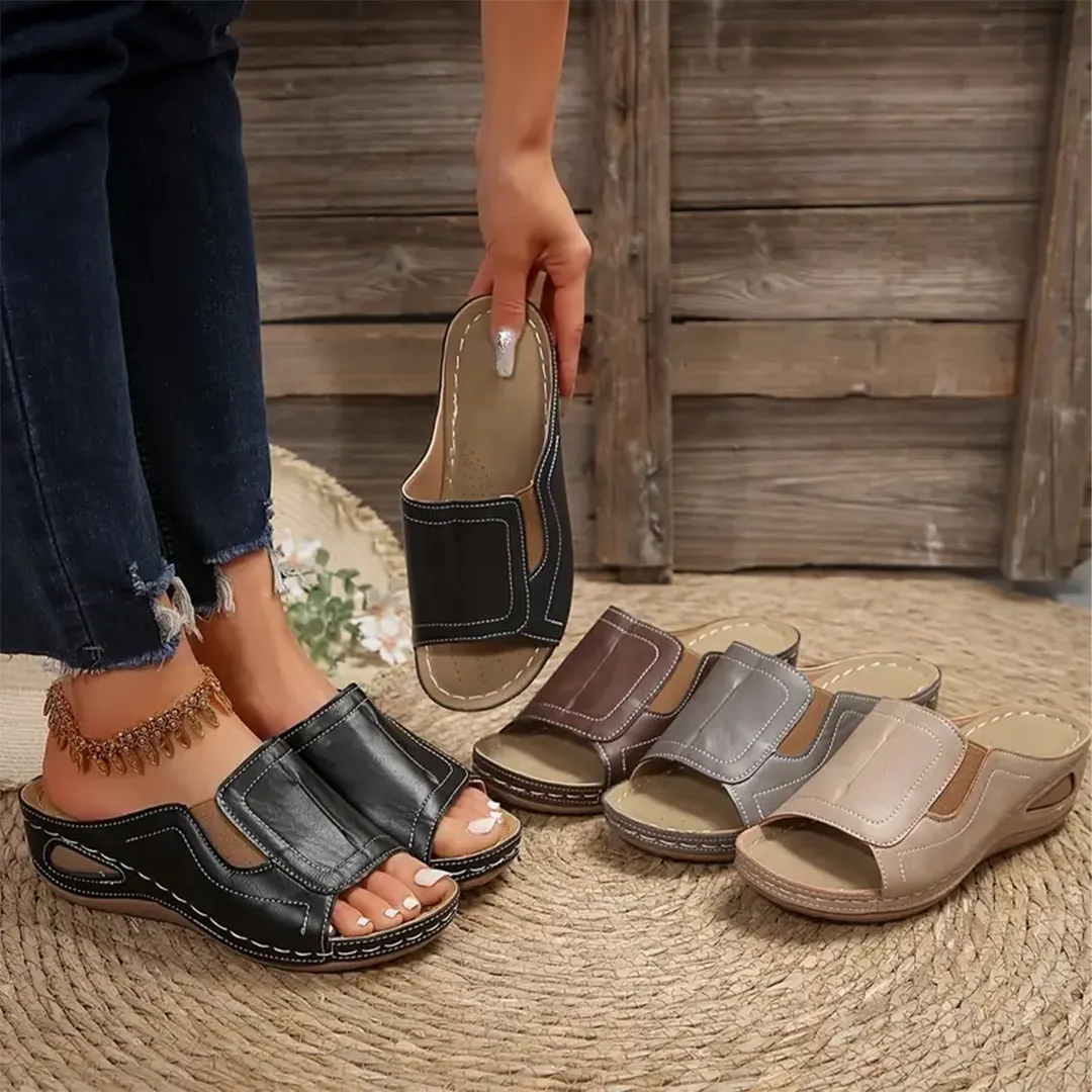 Blisscomfy Arch Support Stretchy Wide Toe Box Open Toe Sandals