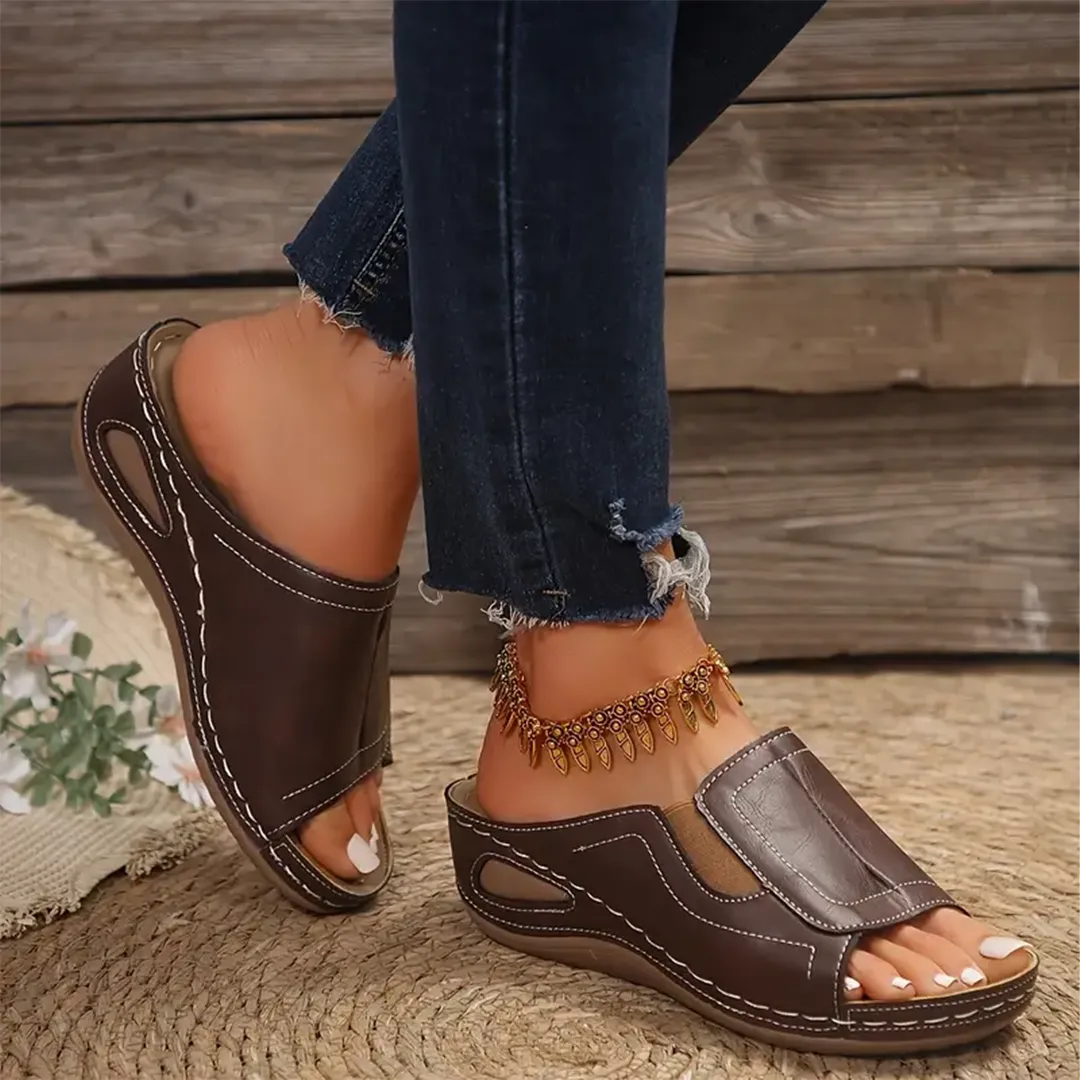 Blisscomfy Arch Support Stretchy Wide Toe Box Open Toe Sandals