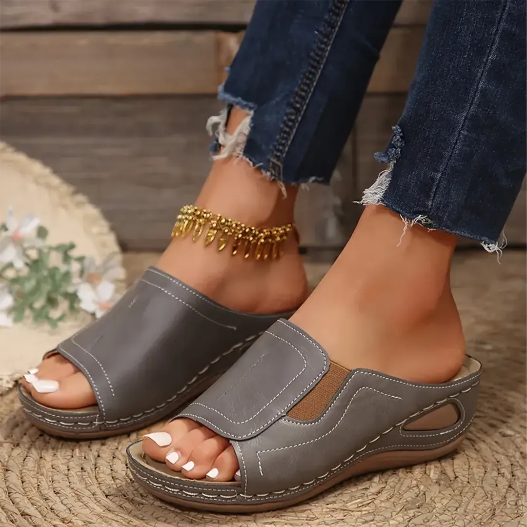 Blisscomfy Arch Support Stretchy Wide Toe Box Open Toe Sandals