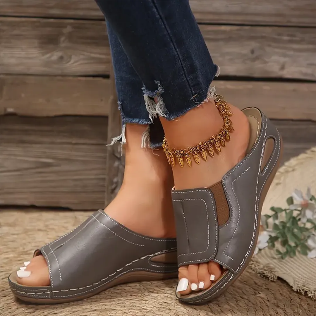 Blisscomfy Arch Support Stretchy Wide Toe Box Open Toe Sandals