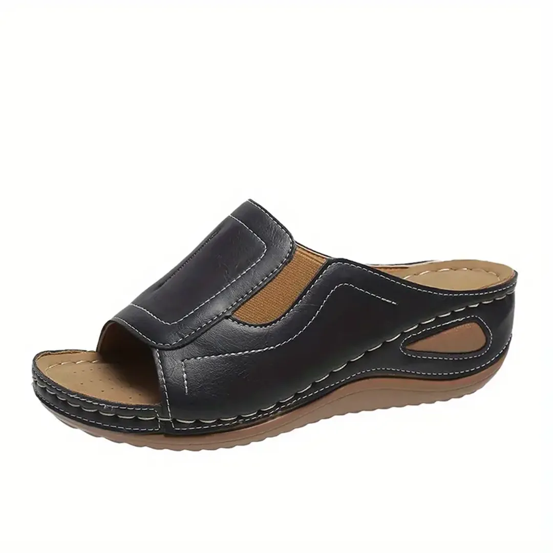 Blisscomfy Arch Support Stretchy Wide Toe Box Open Toe Sandals
