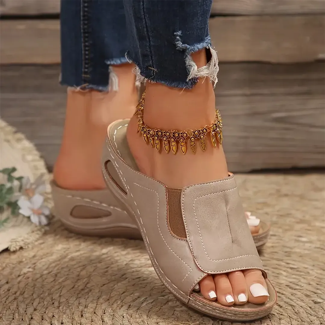 Blisscomfy Arch Support Stretchy Wide Toe Box Open Toe Sandals