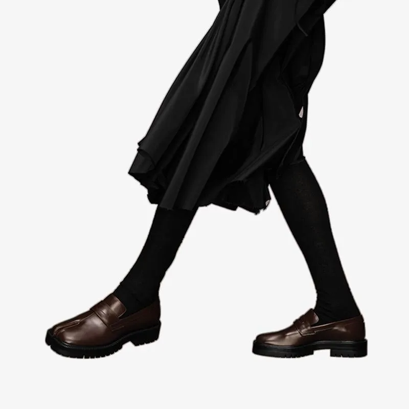 Brushed Split-Toe Chunky Loafers