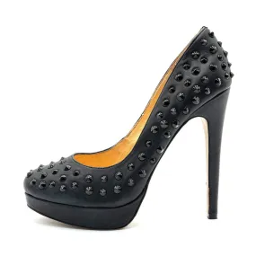 Buffalo Stelle By Spiked Platform Pump High-Heel Shoes Leather Black Colour For Women