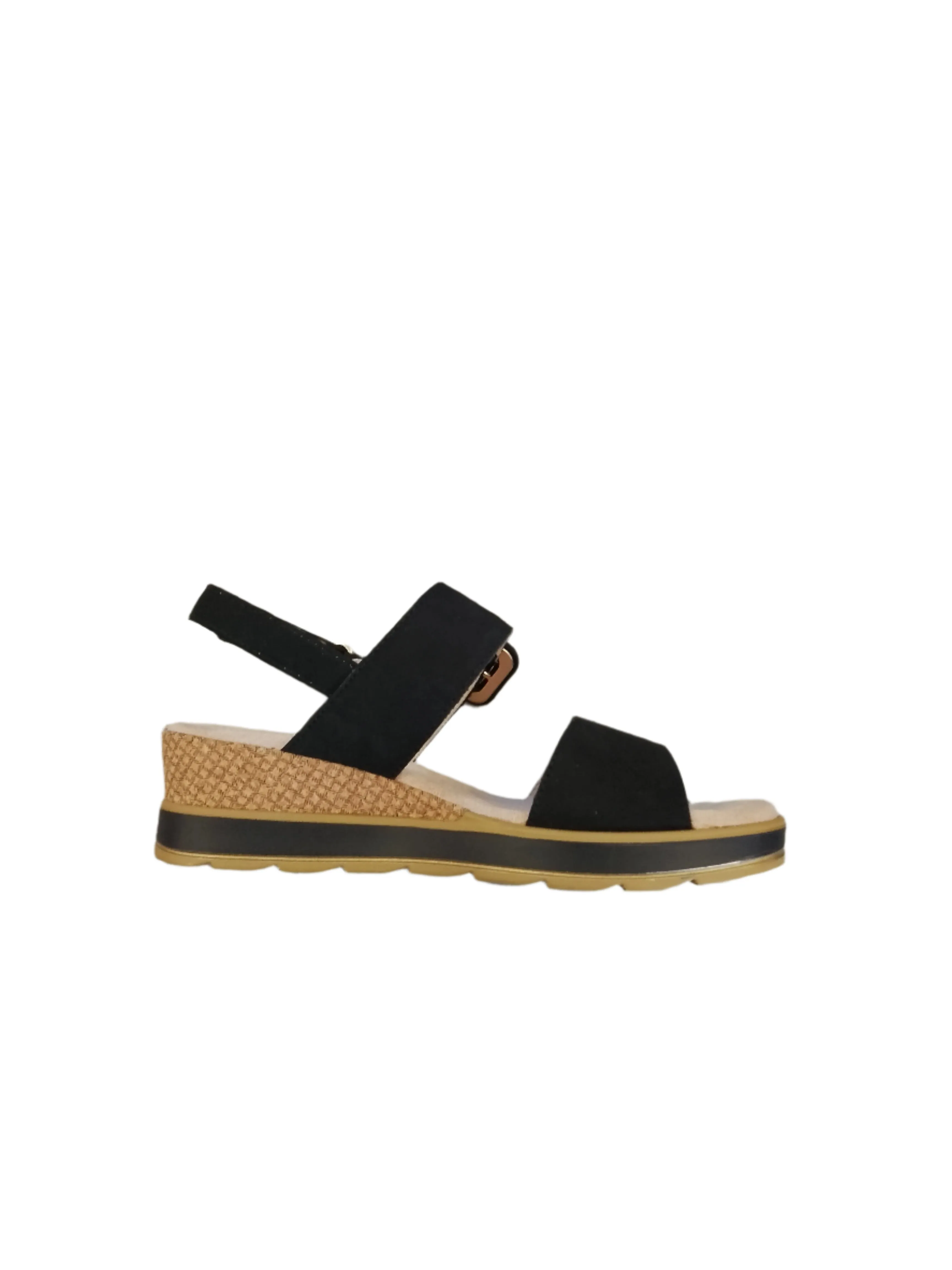Caprice Black Nubuck Leather Sandal