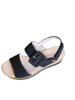 Caprice Black Nubuck Leather Sandal
