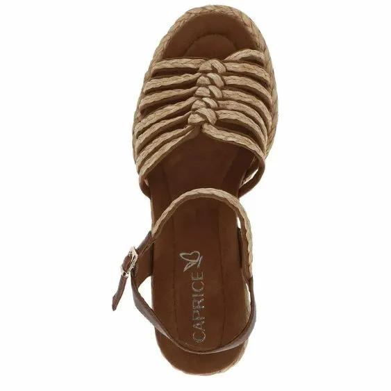 Caprice Cognac Tan Wedge Sandal