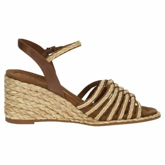 Caprice Cognac Tan Wedge Sandal
