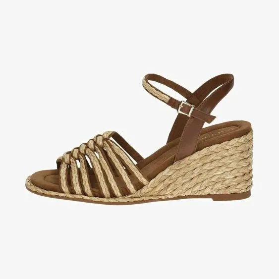 Caprice Cognac Tan Wedge Sandal