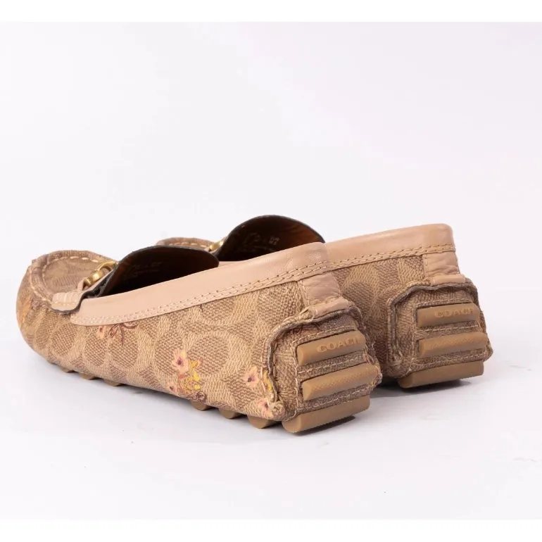 Coach Crosby Signature Chain Logo Floral Driver Loafers