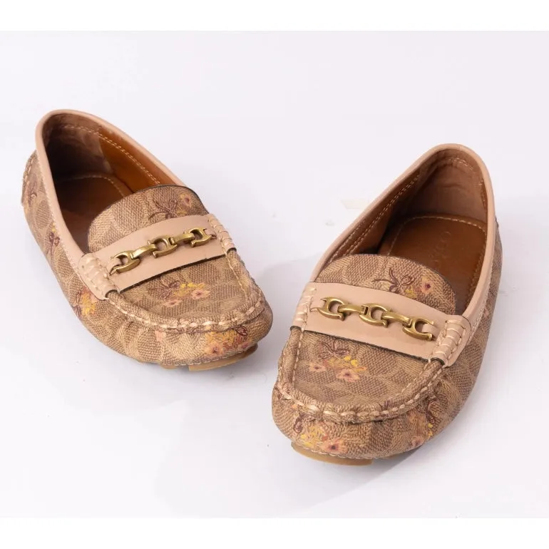 Coach Crosby Signature Chain Logo Floral Driver Loafers