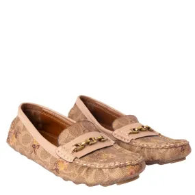 Coach Crosby Signature Chain Logo Floral Driver Loafers