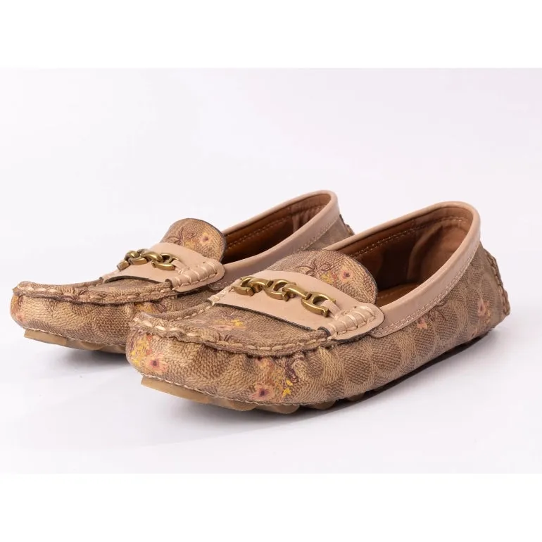 Coach Crosby Signature Chain Logo Floral Driver Loafers