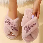 Cute Personalized Fluffy Slippers for Quinceanera