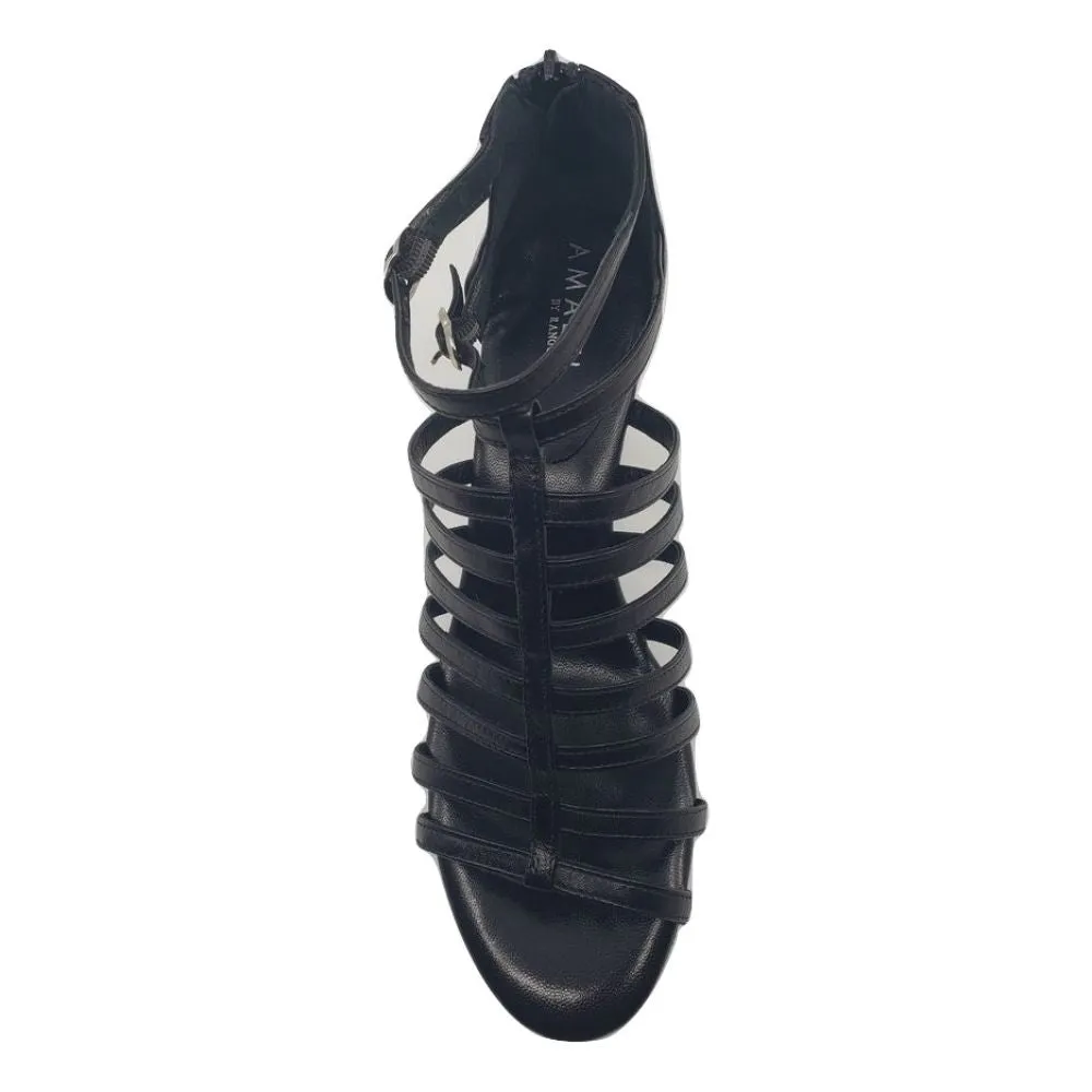 Deremia Black Leather Amalfi Wedge Sandal