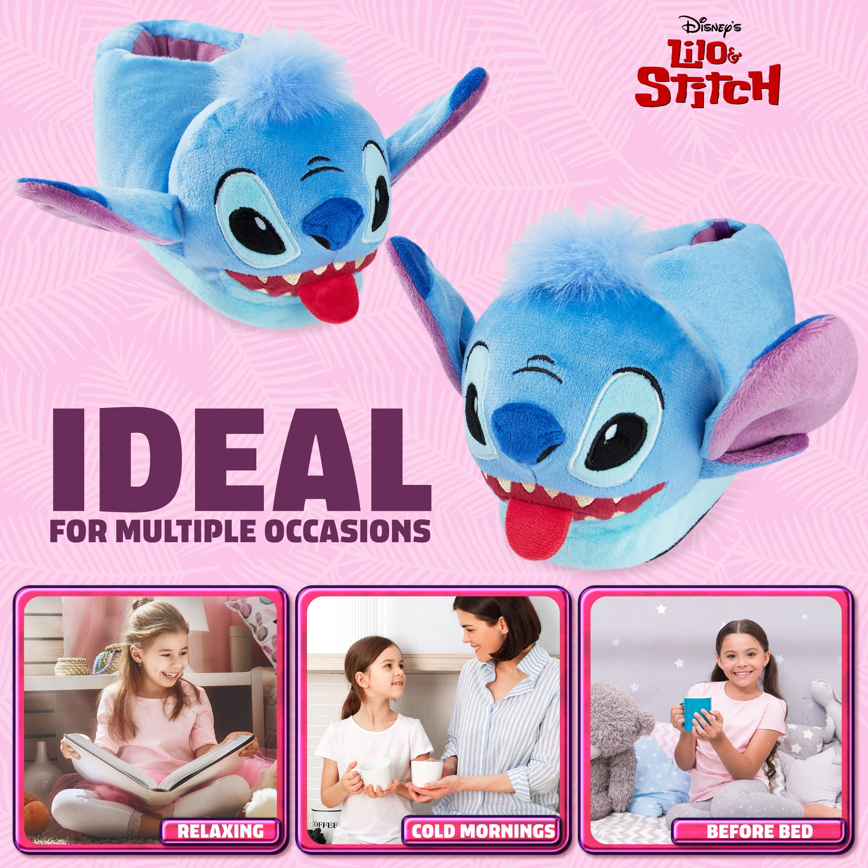 Disney Slippers for Kids - 3D Fluffy Stitch Slippers