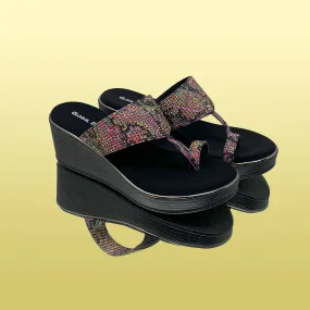 Elegant Embroidered Wedge Sandals