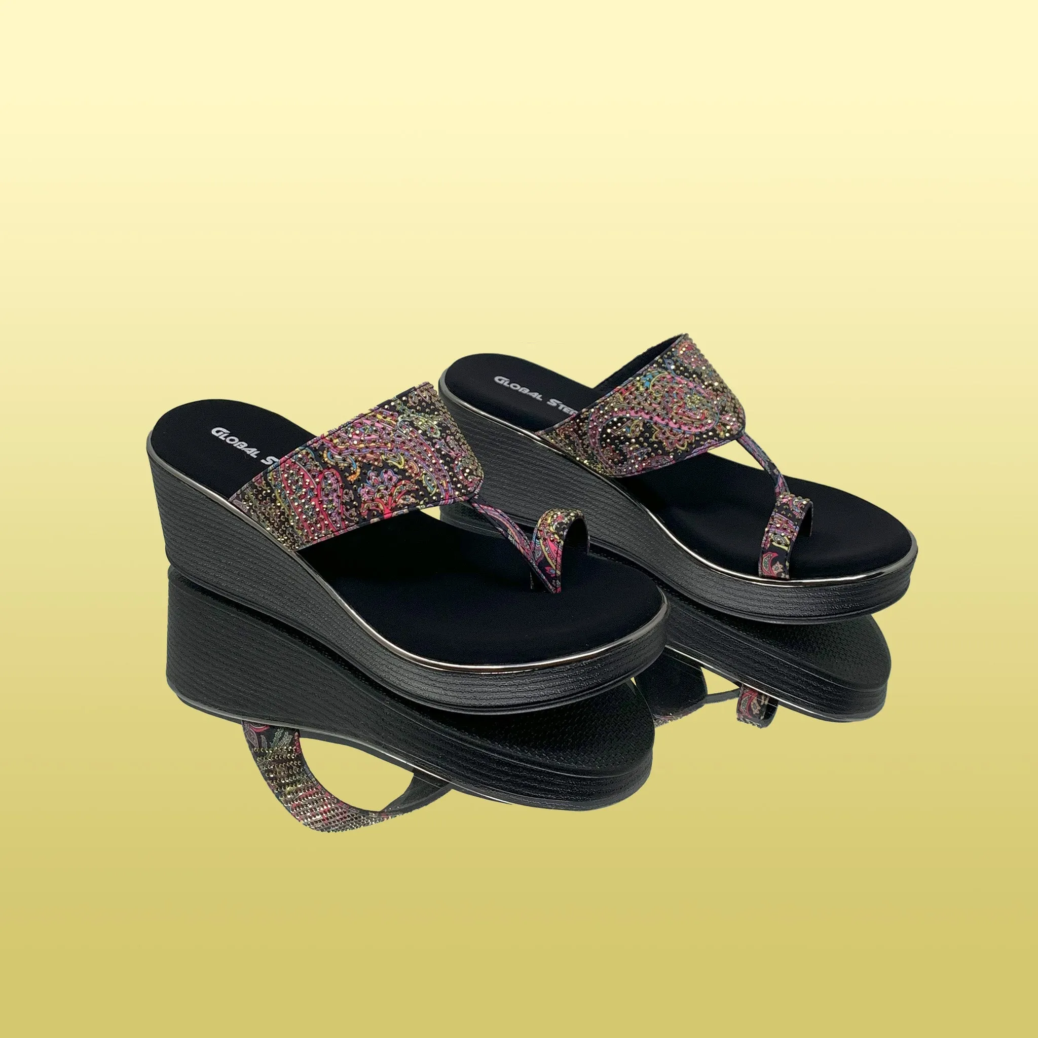 Elegant Embroidered Wedge Sandals