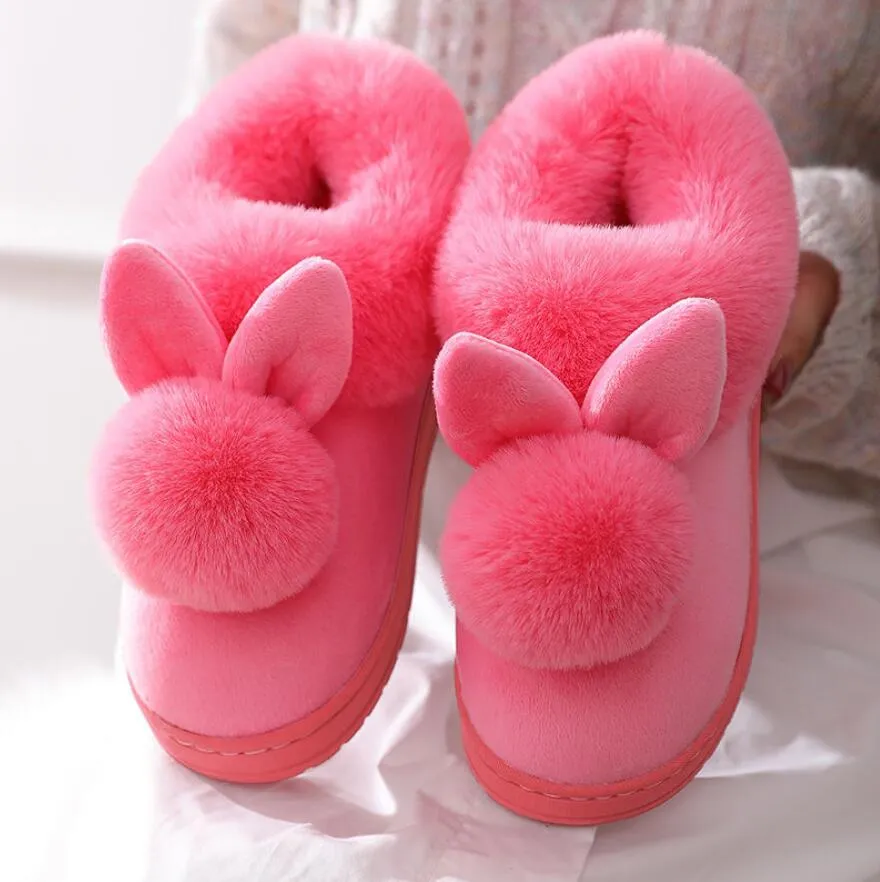 Fluffy Bunny Ear Slippers