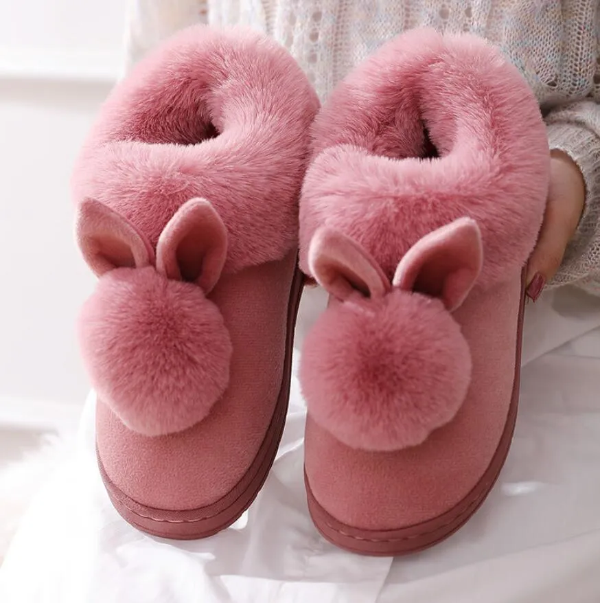 Fluffy Bunny Ear Slippers