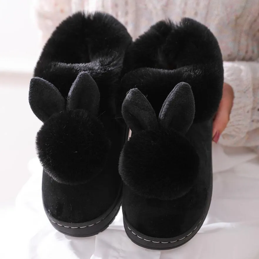 Fluffy Bunny Ear Slippers