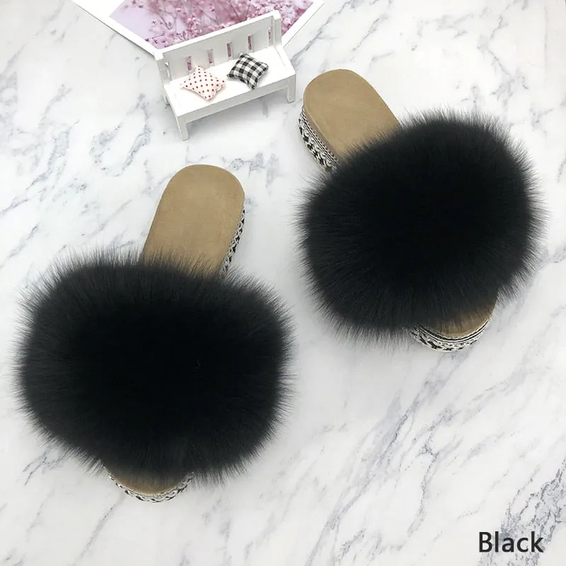 Fluffy Platform Slippers