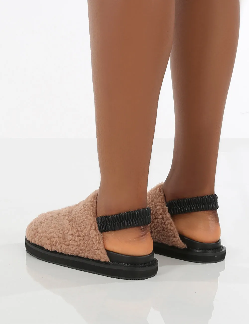 Fortune Blush Fluffy Faux Fur Sling Back Slippers