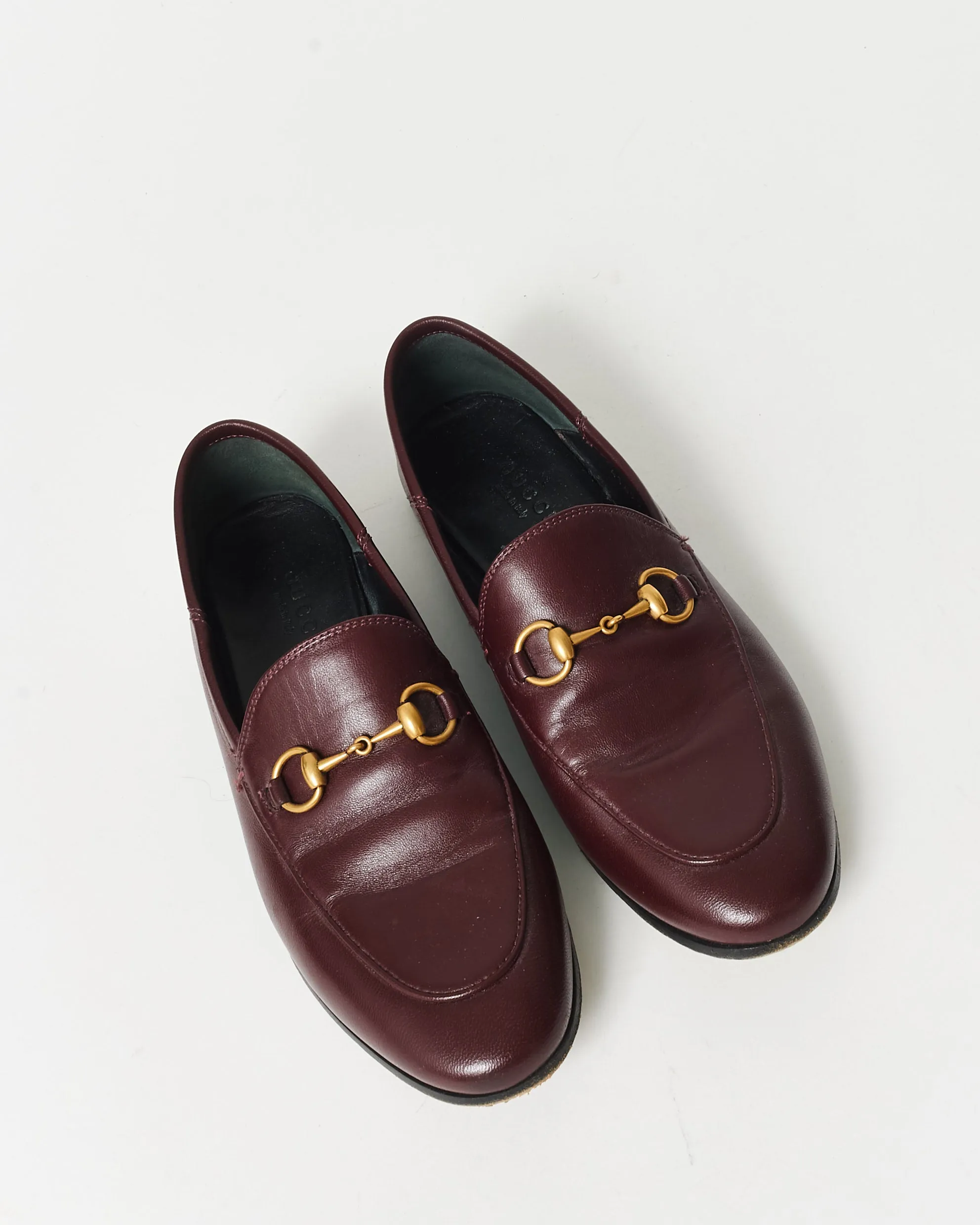 Gucci Burgundy Leather Brixton Horsebit Detail Loafers - 36