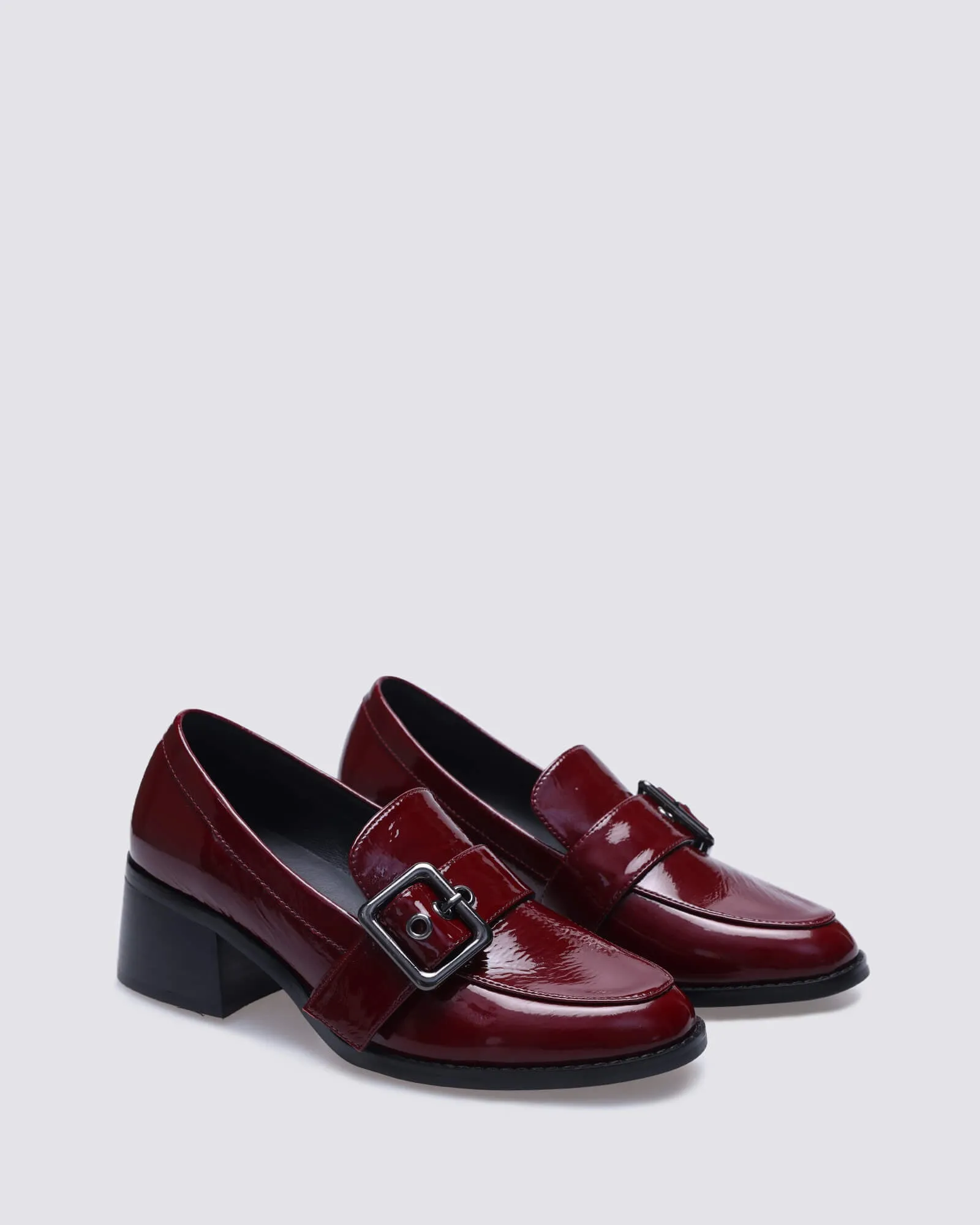 JAGER HEELED LOAFERS BORDEAUX PATENT