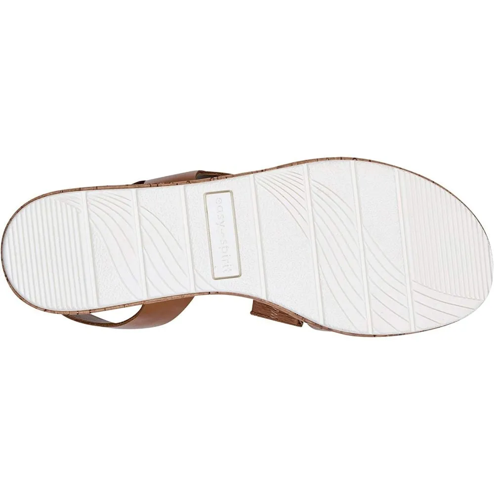 Kea Brown Leather Easy Spirit Wedge Sandals
