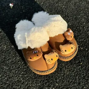 Kitty Cartoon Designed Fluffy Slippers