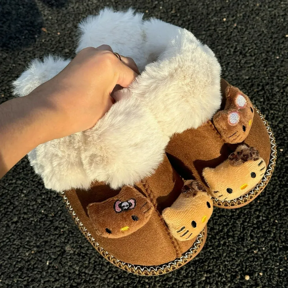 Kitty Cartoon Designed Fluffy Slippers
