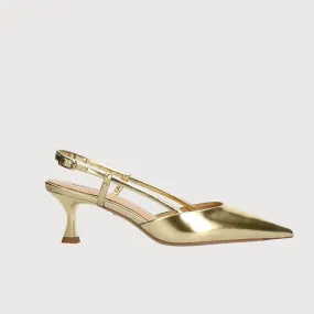 Lola Cruz Gold Leather Sling Back Heels