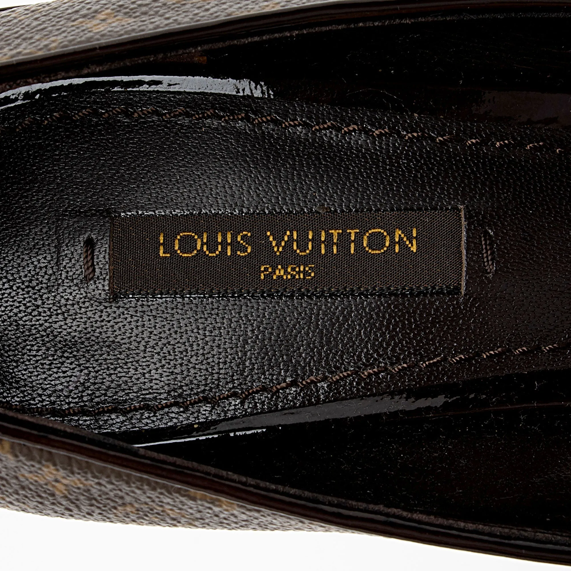 Louis Vuitton Monogram Canvas Cork Rivoli Peep Toe Platform Pumps - Size 8 / 38 (SHF-AnjXgu)