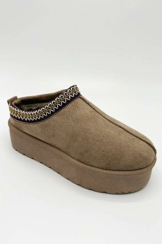 Milo Kids Flatform Fluffy Slippers in Mocha