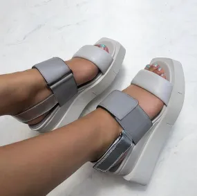 NAKED FEET - PARADOX in GREY Wedge Sandals