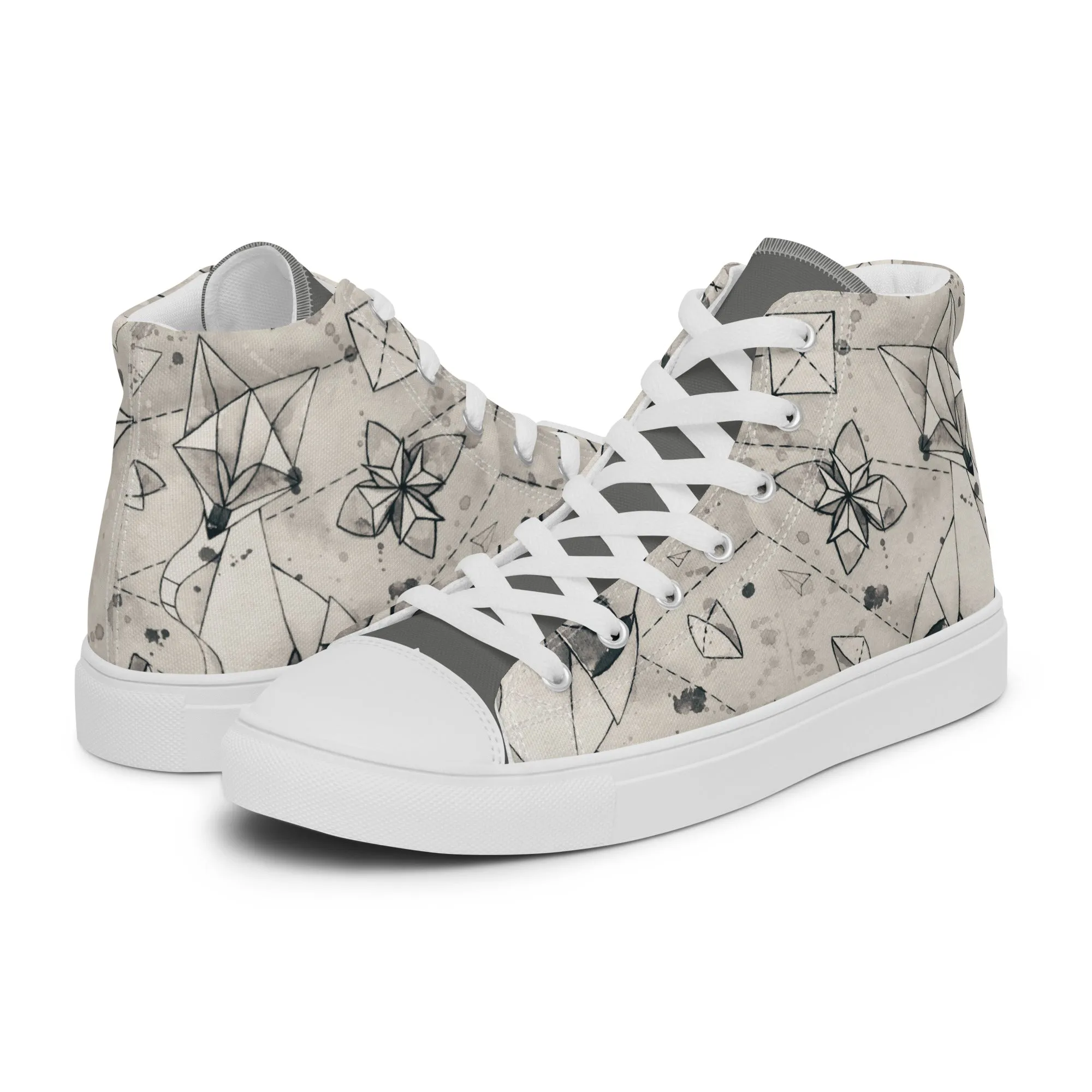 Origami Fox high top canvas shoes