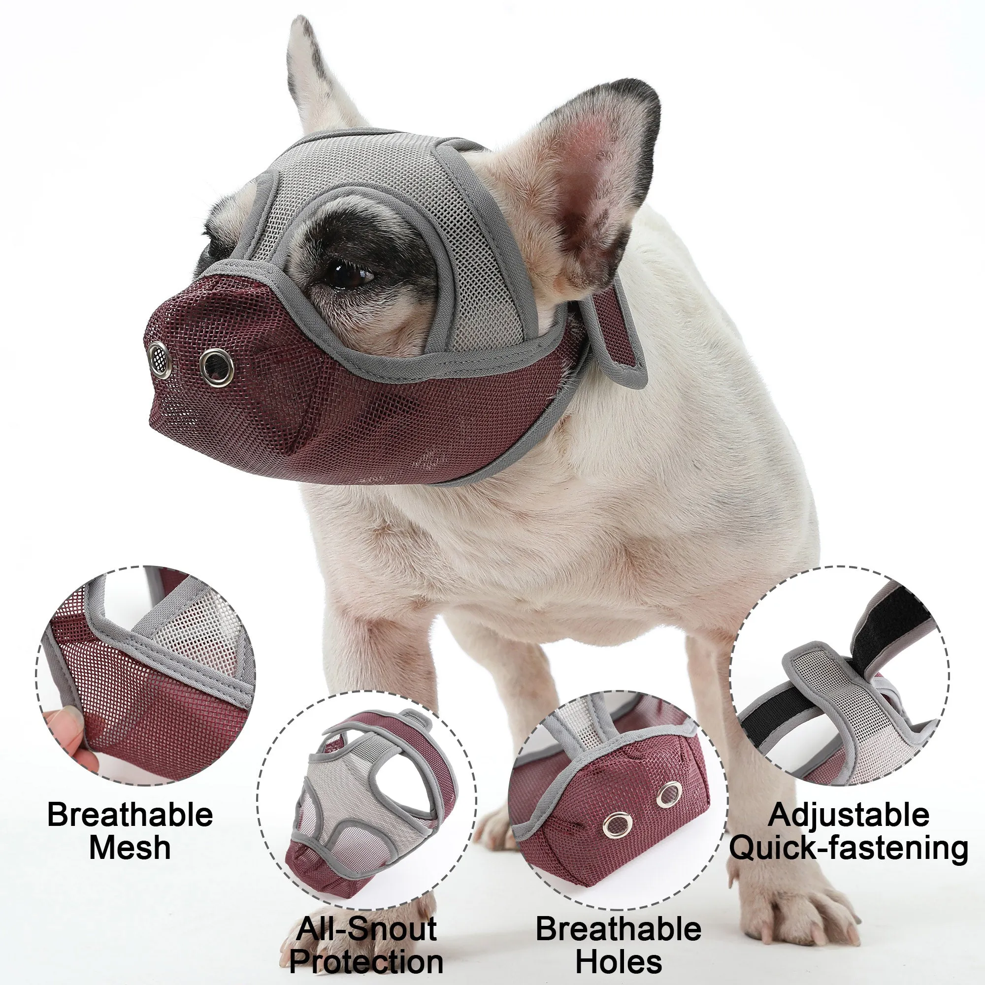 Premium Adjustable Frenchie Muzzle - Mouth Cover for Enhanced Safety
