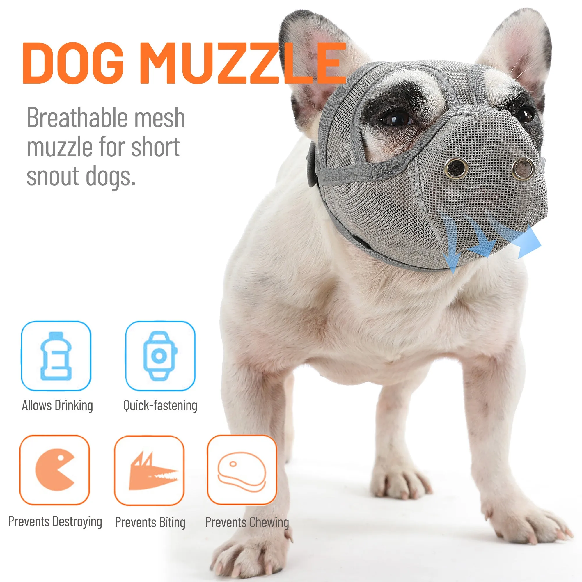 Premium Adjustable Frenchie Muzzle - Mouth Cover for Enhanced Safety