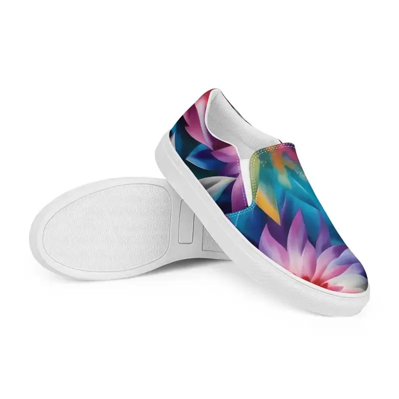 Psychedelic Large Flowers Canvas Shoes Women Slip