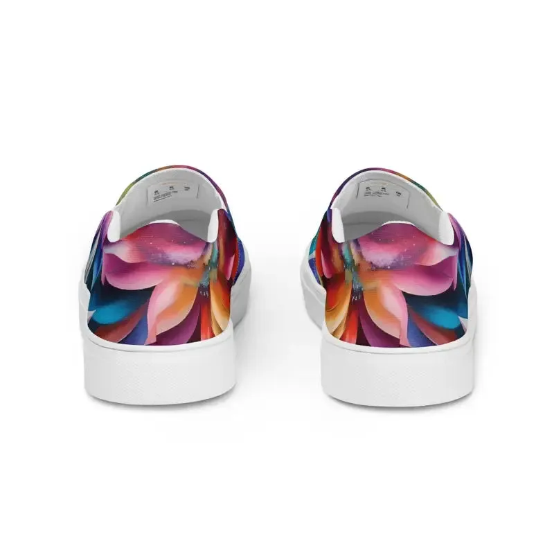 Psychedelic Large Flowers Canvas Shoes Women Slip