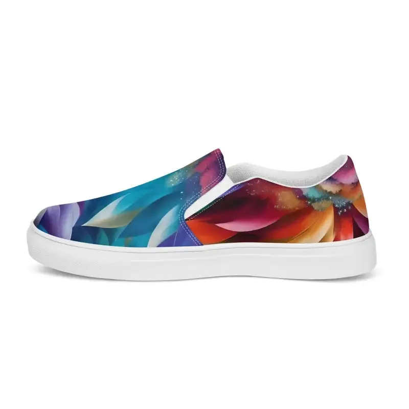 Psychedelic Large Flowers Canvas Shoes Women Slip