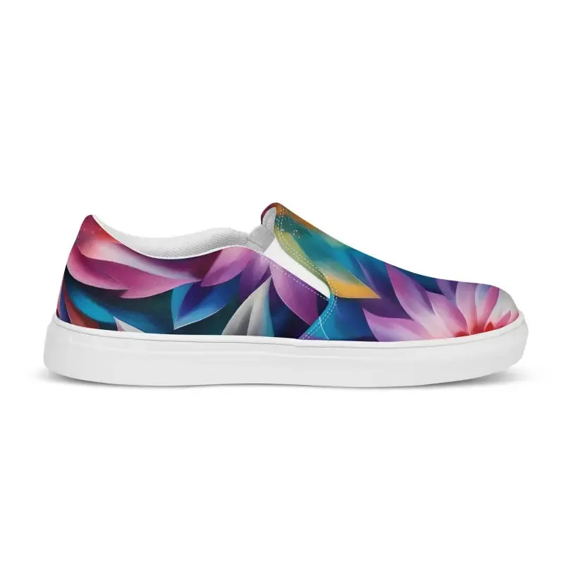Psychedelic Large Flowers Canvas Shoes Women Slip